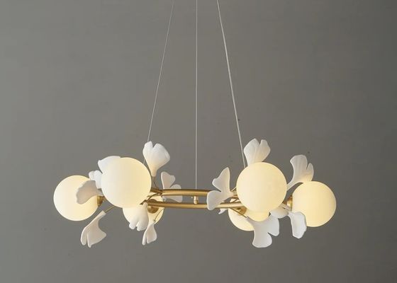 White Luxury Interior Round Ring And Big Villa Ceramic Pendant Lamp For Home