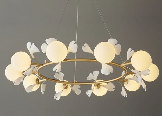 White Luxury Interior Round Ring And Big Villa Ceramic Pendant Lamp For Home