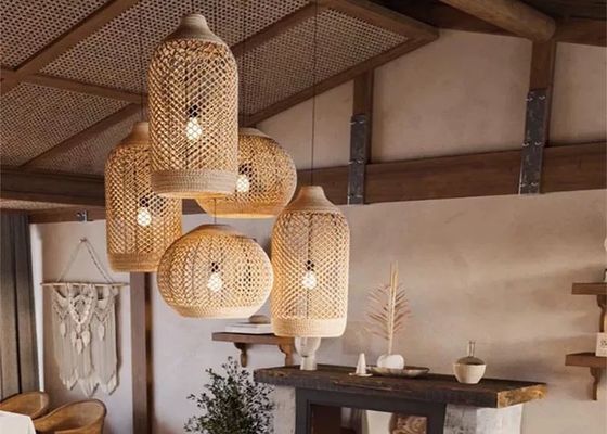 Bamboo Chandelier For Restaurant Rattan Chandelier Retro Art Homestay Tea Room Living Room Bar Rattan Lamp