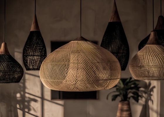 Bamboo Chandelier For Restaurant Rattan Chandelier Retro Art Homestay Tea Room Living Room Bar Rattan Lamp