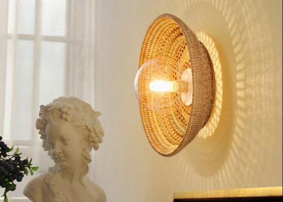 BAMBOO WALL LAMP FOR PROJECT RATTAN WALL LIGHT RETRO ART HOMESTAY TEA ROOM LIVING ROOM BAR RATTAN LAMP