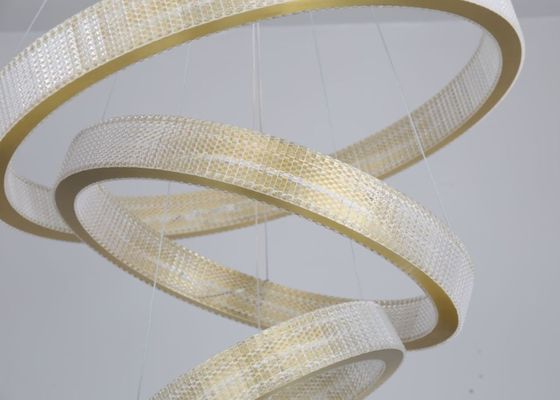 Modern Hanging Lighting Luxury Circle Rings 3000K Pendant Light Gold LED Crystal Chandelier