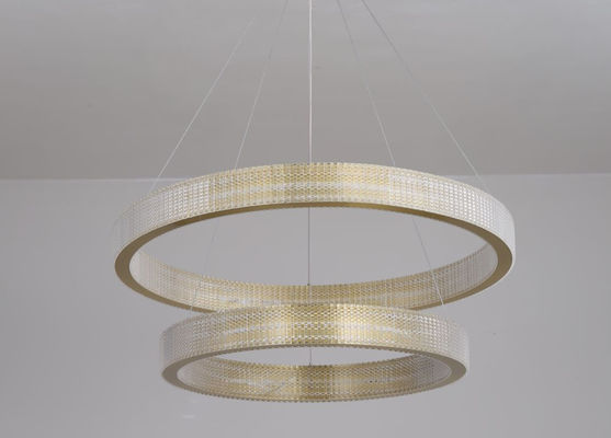 Modern Hanging Lighting Luxury Circle Rings 3000K Pendant Light Gold LED Crystal Chandelier