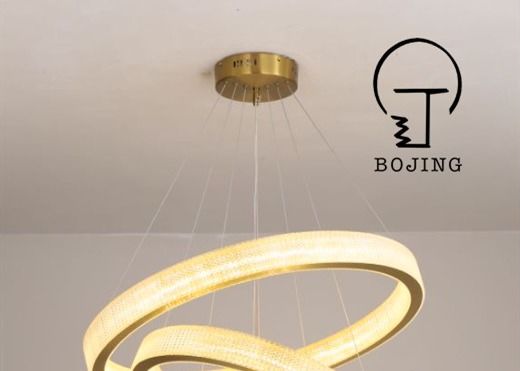 Modern Hanging Lighting Luxury Circle Rings 3000K Pendant Light Gold LED Crystal Chandelier