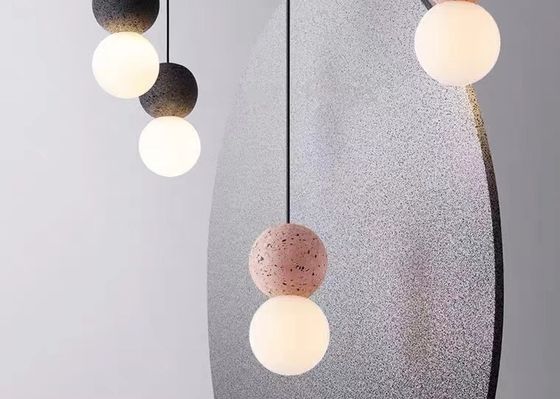 Opal White Glass Ball Light Glass Chandelier Ball Hanging Lamp Ball Light Glass Cement Pendant Lamp