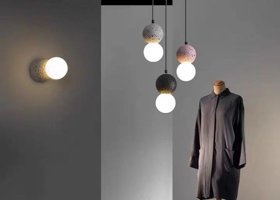 Opal White Glass Ball Light Glass Chandelier Ball Hanging Lamp Ball Light Glass Cement Pendant Lamp