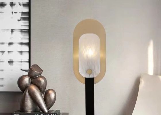 Creative Golden Metal Floor Lamp Marble Shade Guzhen Led Floor Lamp