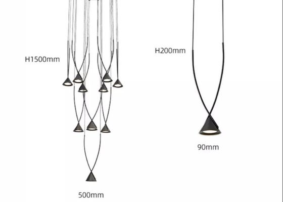 Modern Indoor Dining Room Black Chandelier Restaurant Showroom Ceiling LED Pendant Light