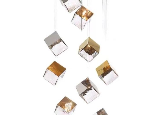 Zhongshan Supplier Big Gold and Silver Square Shade Interior Living Room Decorative Lighting Chandelier