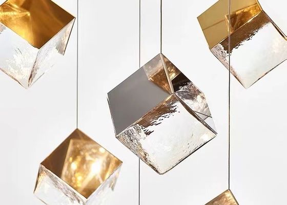 Zhongshan Supplier Big Gold and Silver Square Shade Interior Living Room Decorative Lighting Chandelier