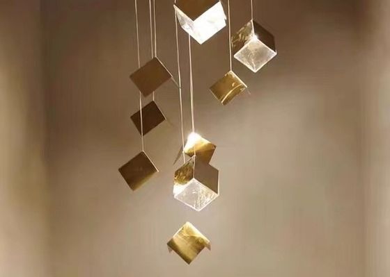 Zhongshan Supplier Big Gold and Silver Square Shade Interior Living Room Decorative Lighting Chandelier