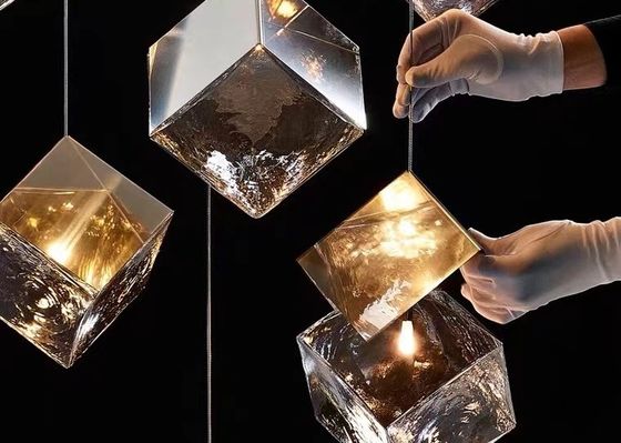 Zhongshan Supplier Big Gold and Silver Square Shade Interior Living Room Decorative Lighting Chandelier