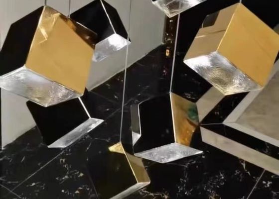 Zhongshan Supplier Big Gold and Silver Square Shade Interior Living Room Decorative Lighting Chandelier