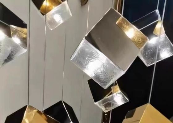 Zhongshan Supplier Big Gold and Silver Square Shade Interior Living Room Decorative Lighting Chandelier