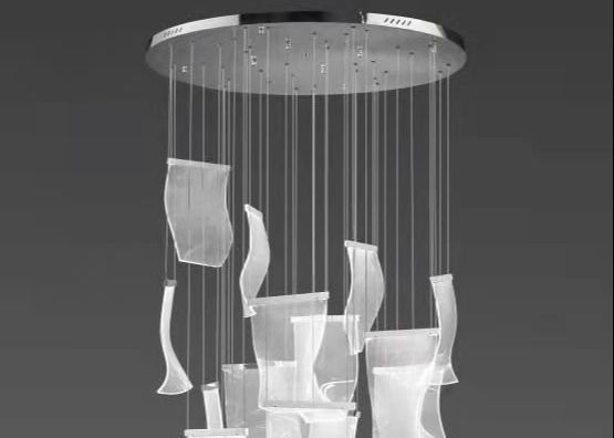 Nordic Luxury Hotel Large Big Led Ceiling Lobby Glass Pendant Chandelier Crystal Modern Atmosphere Light