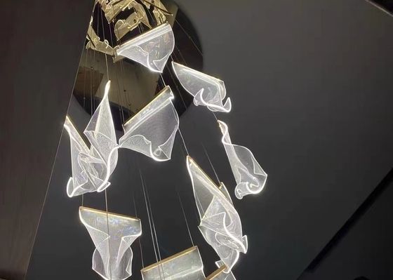 Nordic Luxury Hotel Large Big Led Ceiling Lobby Glass Pendant Chandelier Crystal Modern Atmosphere Light