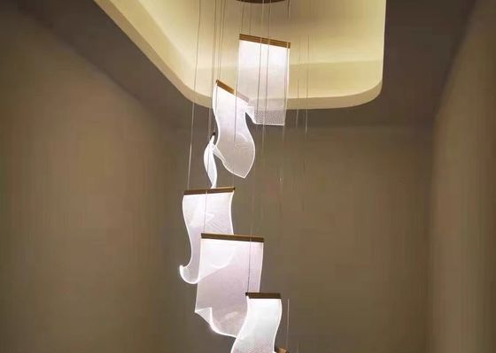 Nordic Luxury Hotel Large Big Led Ceiling Lobby Glass Pendant Chandelier Crystal Modern Atmosphere Light