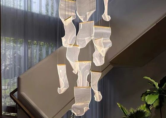 Nordic Luxury Hotel Large Big Led Ceiling Lobby Glass Pendant Chandelier Crystal Modern Atmosphere Light