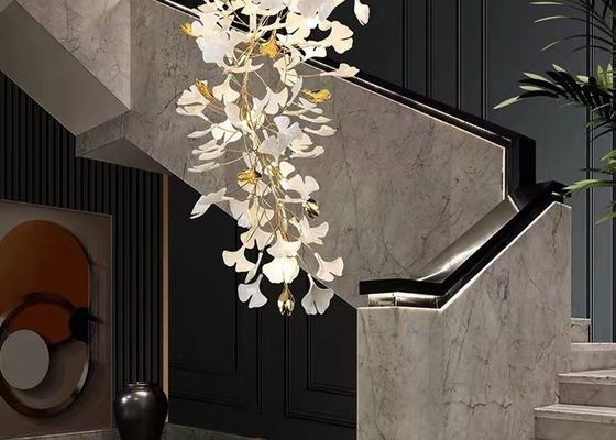 Restaurant Projects Large Custom Made Lamp White Ceramic Flower Pendant Light Leaf Chandelier