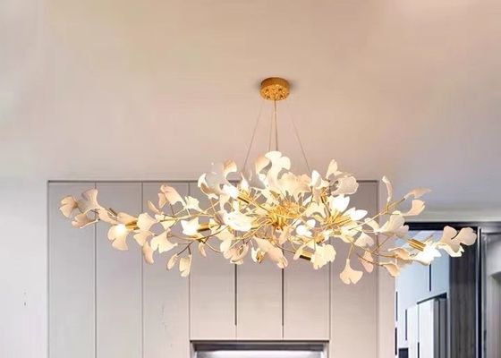 Restaurant Projects Large Custom Made Lamp White Ceramic Flower Pendant Light Leaf Chandelier