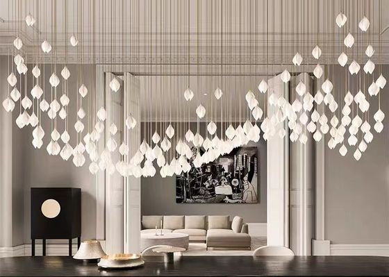 Ceramic Porcelain White Flower Decorative Chandelier Wedding Pendant Lamp For Hotel
