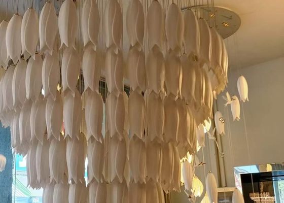 Ceramic Porcelain White Flower Decorative Chandelier Wedding Pendant Lamp For Hotel