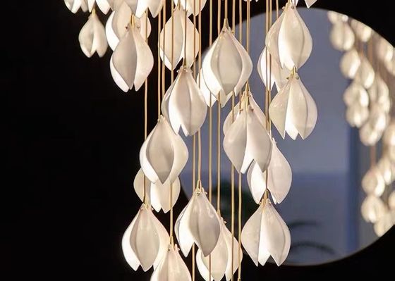 Ceramic Porcelain White Flower Decorative Chandelier Wedding Pendant Lamp For Hotel