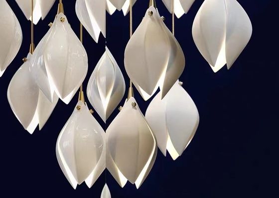 Ceramic Porcelain White Flower Decorative Chandelier Wedding Pendant Lamp For Hotel