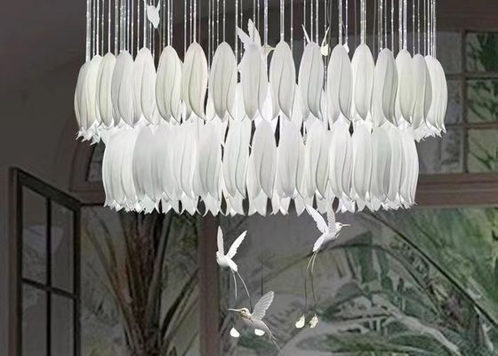 Ceramic Porcelain White Flower Decorative Chandelier Wedding Pendant Lamp For Hotel