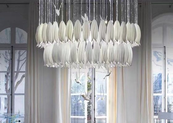 Ceramic Porcelain White Flower Decorative Chandelier Wedding Pendant Lamp For Hotel