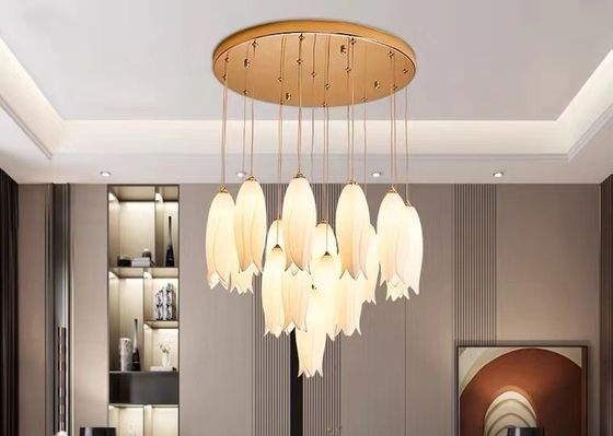 Ceramic Porcelain White Flower Decorative Chandelier Wedding Pendant Lamp For Hotel