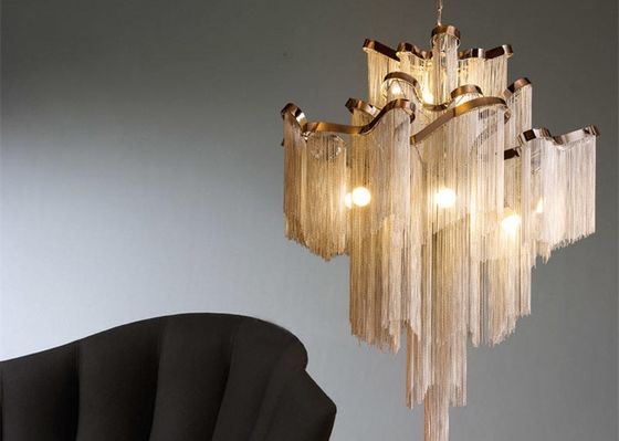 Creative Luxury Aluminum Chain led Ceiling Pendant Lights Modern Chandeliers