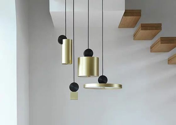 LED Black and Gold Indoor Lighting Adjustable Long Cord Staircase Brass Pendant Lamp