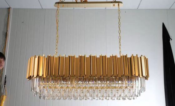 Large Crystal LED Chandelier Luxury K9 Crystal Hanging Light Living Room Pendant Lamp