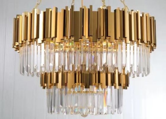 Large Crystal LED Chandelier Luxury K9 Crystal Hanging Light Living Room Pendant Lamp