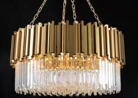 Large Crystal LED Chandelier Luxury K9 Crystal Hanging Light Living Room Pendant Lamp