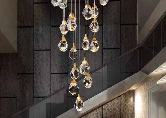 Large Crystal LED Chandelier Luxury K9 Diamond Crystal Hanging Light Living Room Pendant Lamp