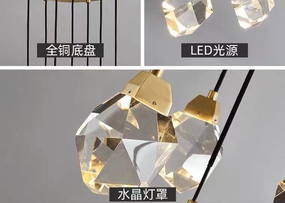 Large Crystal LED Chandelier Luxury K9 Diamond Crystal Hanging Light Living Room Pendant Lamp