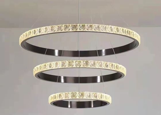 Decorative Lamp Led Chandelier Chrome Round Ring Lighting Large Modern Crystal Chandelier