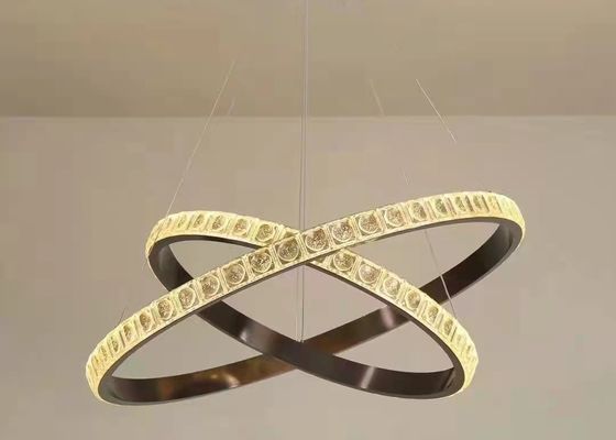 Decorative Lamp Led Chandelier Chrome Round Ring Lighting Large Modern Crystal Chandelier