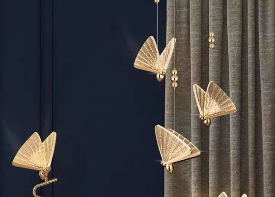 LED Lamp Hotel Lobby Villa Staircase Custom Luxury Butterfly Bar Chandelier