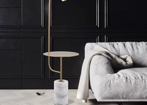 Home Decor Gold Metal With Marble Base Reading Desk  Floor Lamp For Bedroom