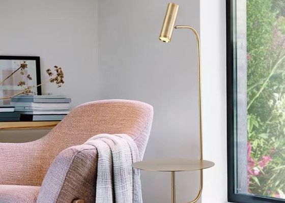 Home Decor Gold Metal With Marble Base Reading Desk  Floor Lamp For Bedroom