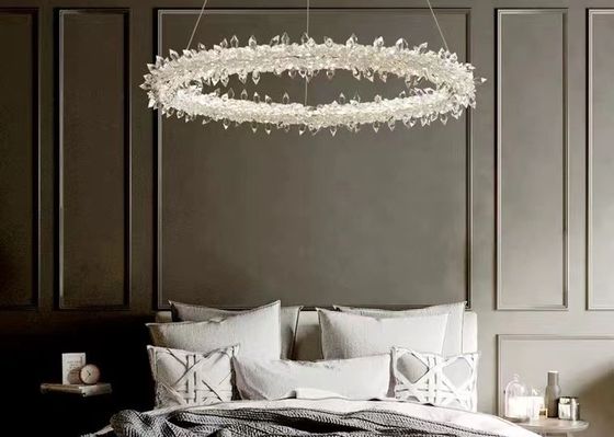 Modern Style Hanging Lighting Luxury Circle Rings Pendant Light Ceiling LED Crystal Chandelier