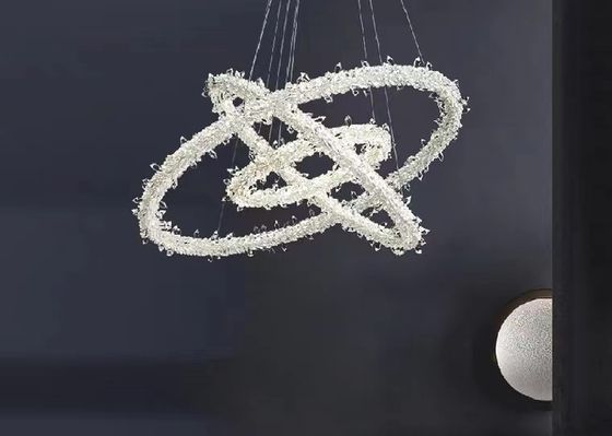 Modern Style Hanging Lighting Luxury Circle Rings Pendant Light Ceiling LED Crystal Chandelier
