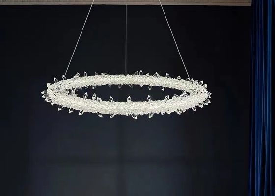 Modern Style Hanging Lighting Luxury Circle Rings Pendant Light Ceiling LED Crystal Chandelier