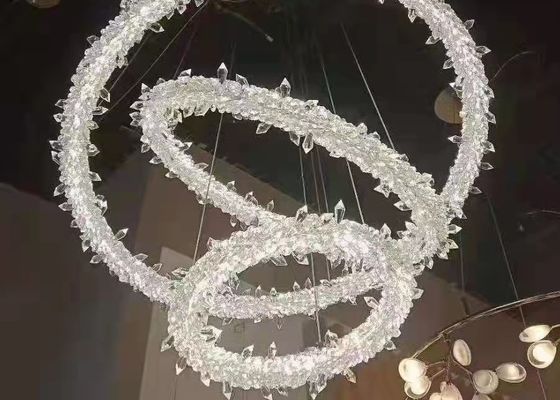 Modern Style Hanging Lighting Luxury Circle Rings Pendant Light Ceiling LED Crystal Chandelier