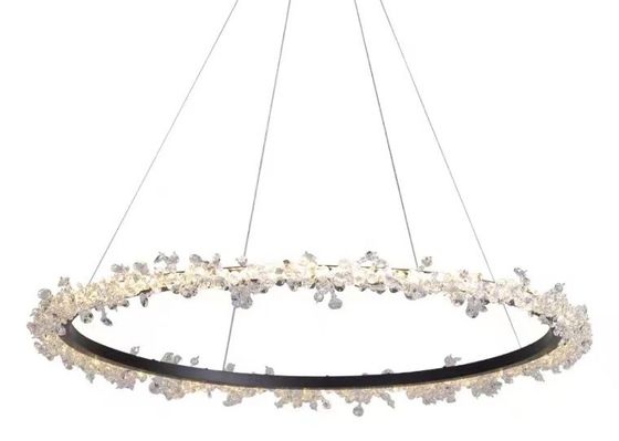 Modern Style Hanging Lighting Luxury Circle Rings Pendant Light Ceiling LED Crystal Chandelier