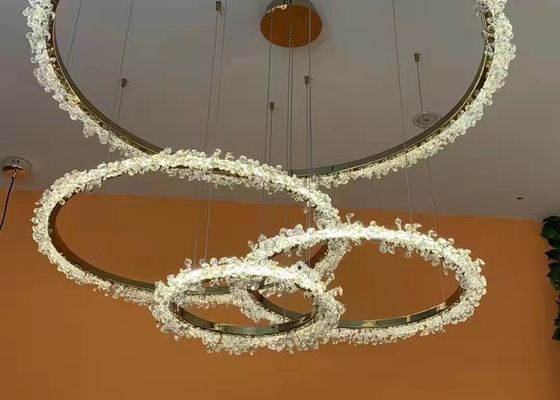Modern Style Hanging Lighting Luxury Circle Rings Pendant Light Ceiling LED Crystal Chandelier