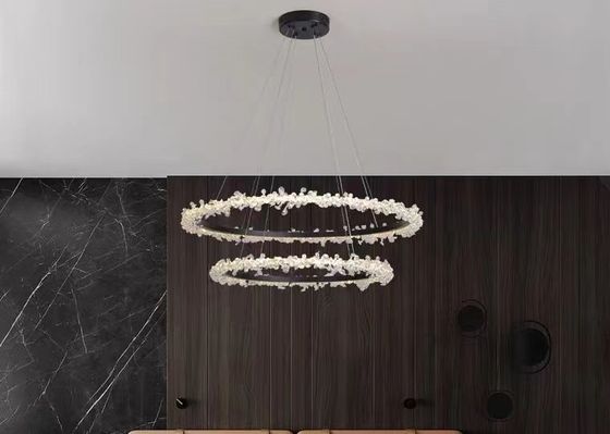 Modern Style Hanging Lighting Luxury Circle Rings Pendant Light Ceiling LED Crystal Chandelier